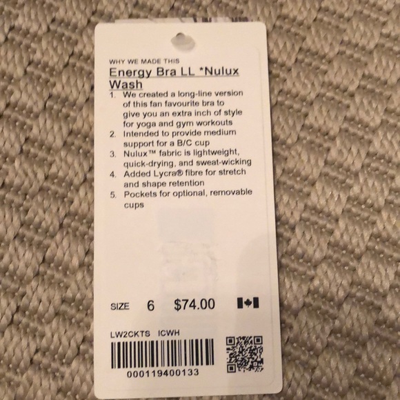NWT lululemon energy bra long line - Picture 4 of 5